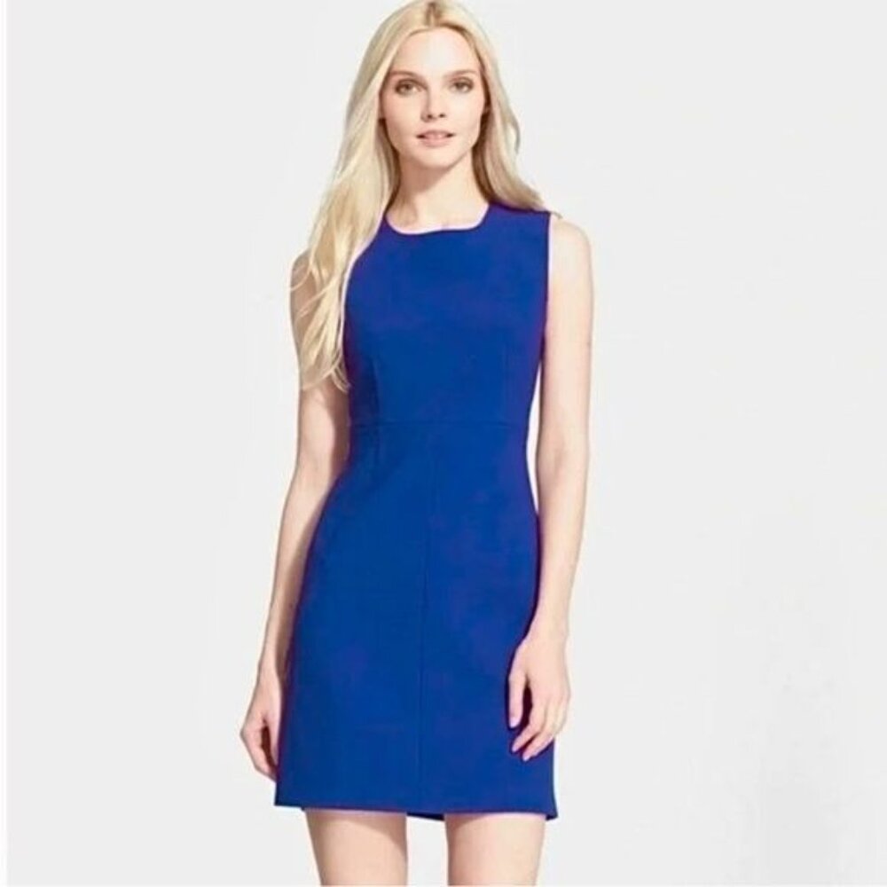 Diane Von Furstenberg Carpeena Blue Full Back Zipper Mini Dress with Pockets 4